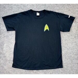 Star Trek Y2K Men Large Black T-shirt Logo Gildan Ultra Cotton Graphic Play Slot